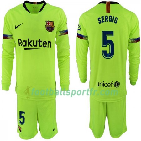 Tenue Barcelone Sergio 5 Enfant Extérieur 2018-2019 Maillot de Foot ML